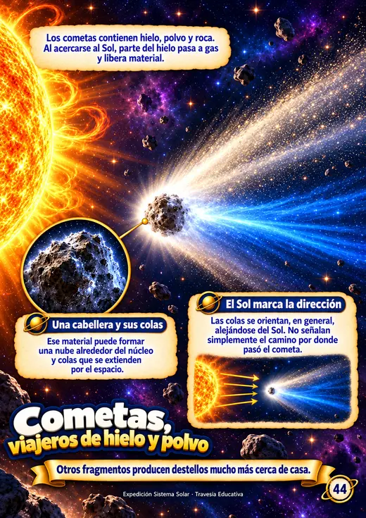Página del libro Expedición Sistema Solar: cometas, viajeros de hielo y polvo
