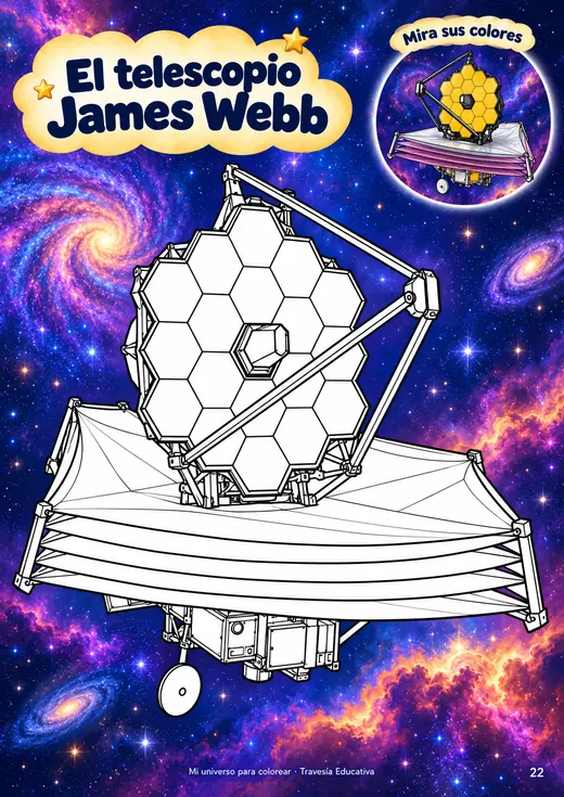 Página de Mi universo para colorear: el telescopio James Webb
