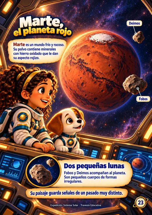 Página del libro Expedición Sistema Solar: Marte, el planeta rojo