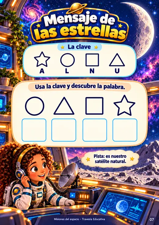 Página de Misiones del espacio: mensaje de las estrellas, un código para descifrar